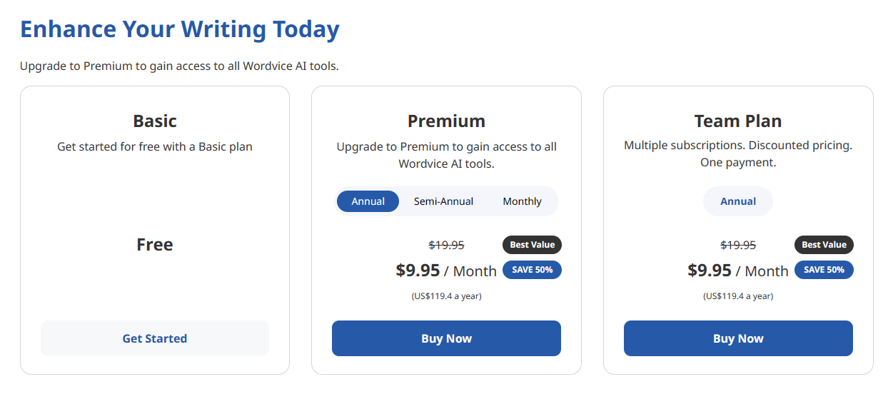 screenshot of Wordvice AI